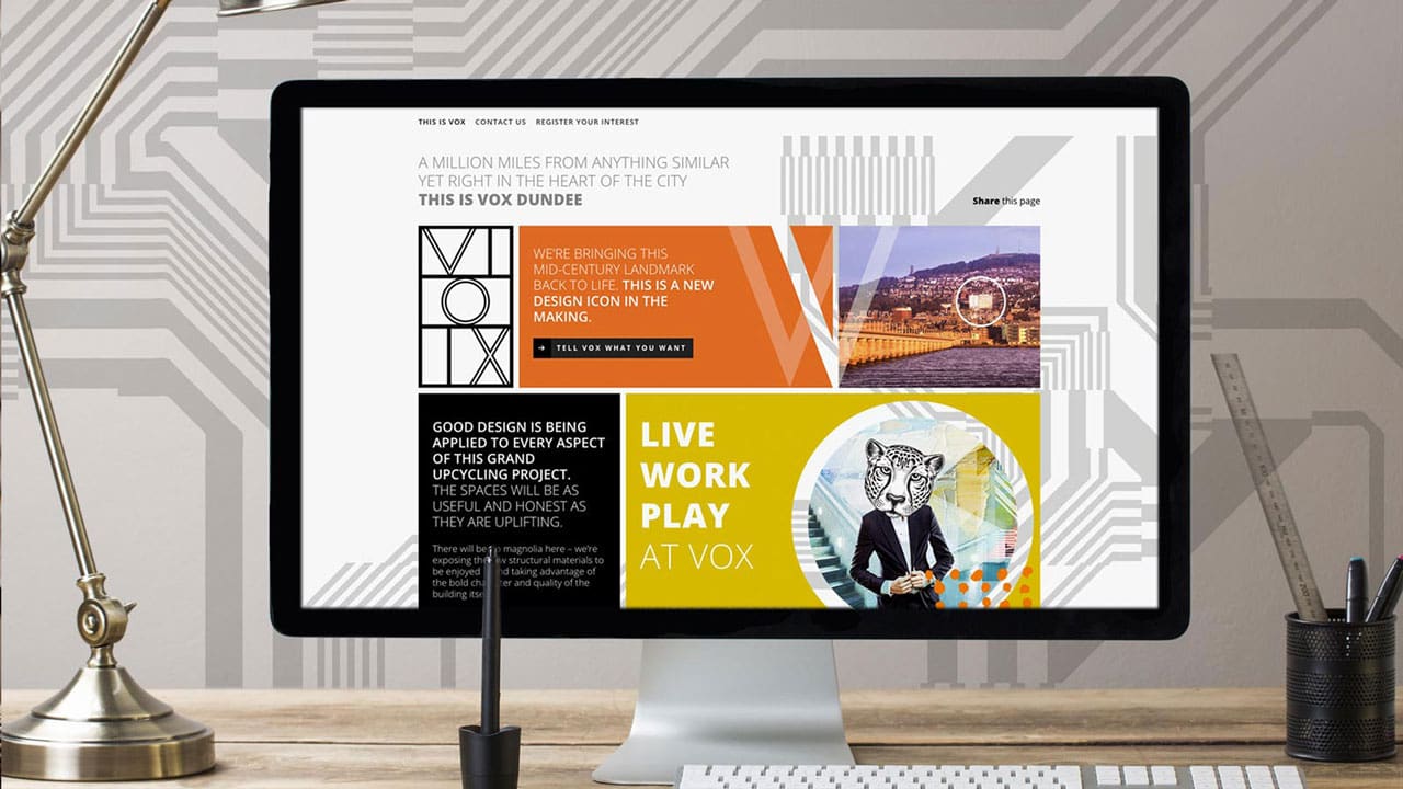 VOX Dundee website home page display on desktop