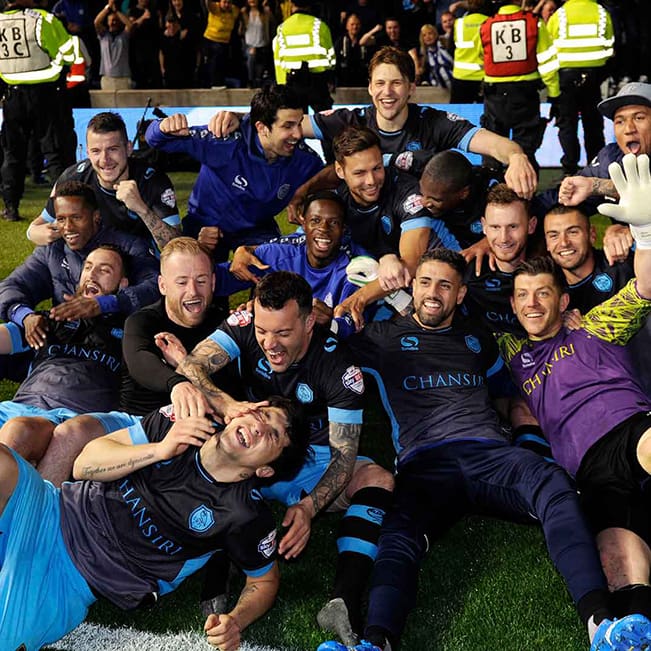 Sheffield Wednesday celebrating a win