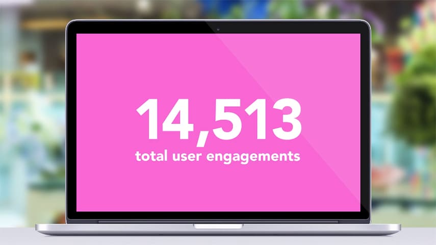 Number of engagements displayed on laptop