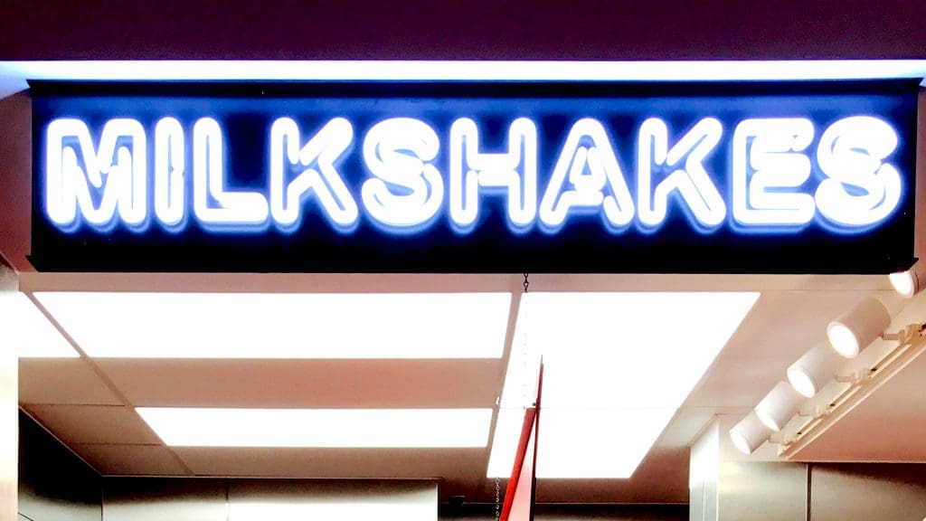 Milkshakes sign at Five Guy's in Edinburgh