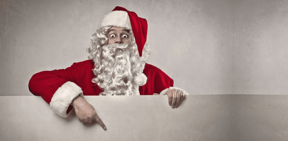 Santa pointing at blog