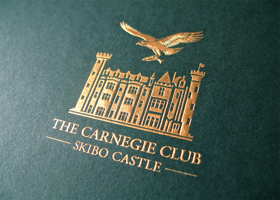 Carnegie Club Logo die-stamped with gold leaf