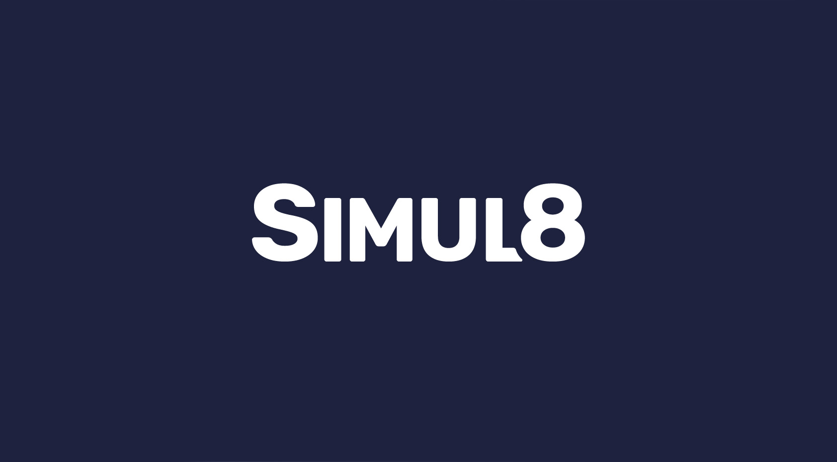 Simul8 logo in white on dark blue background