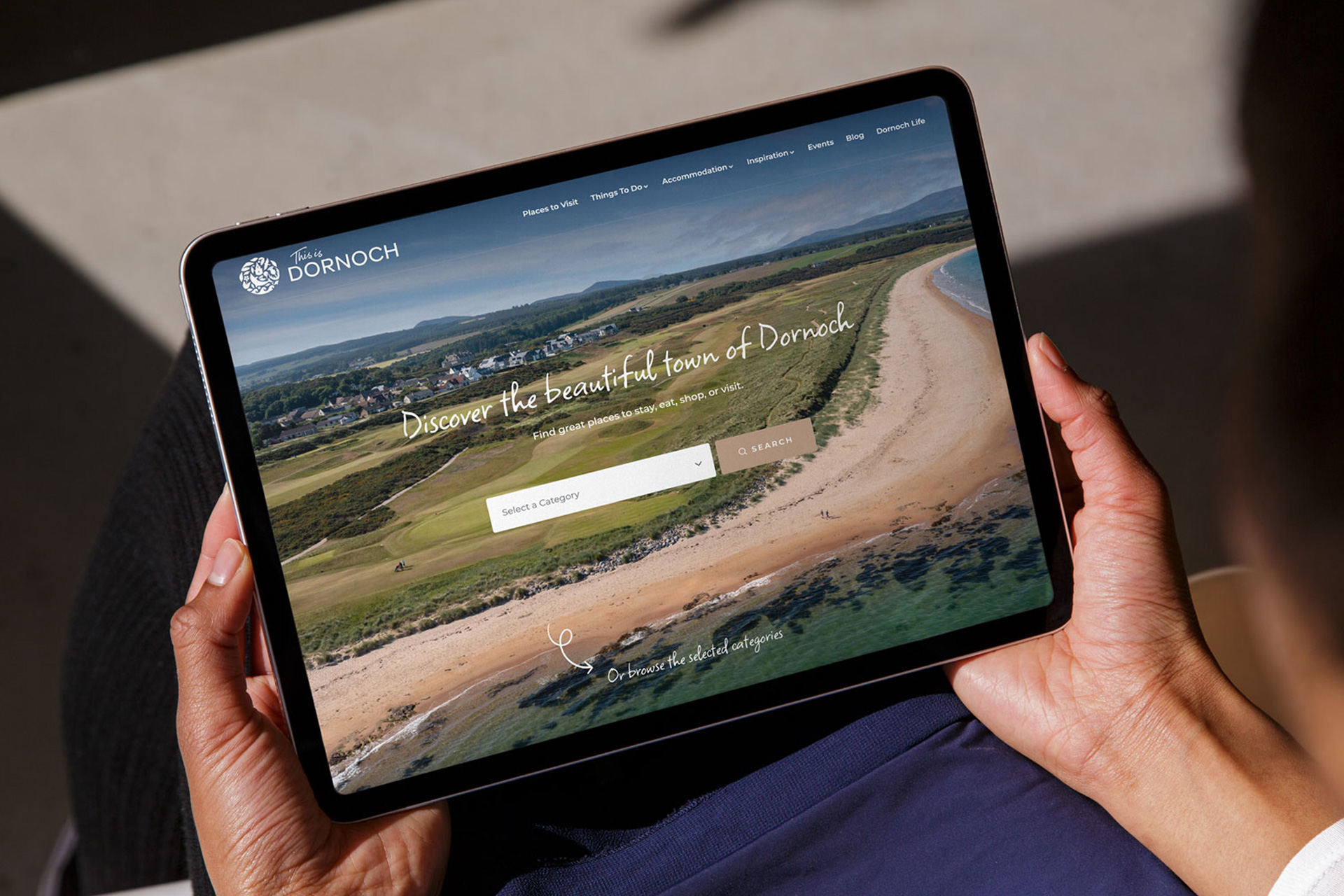 Tablet view of Home page of Dornoch Website